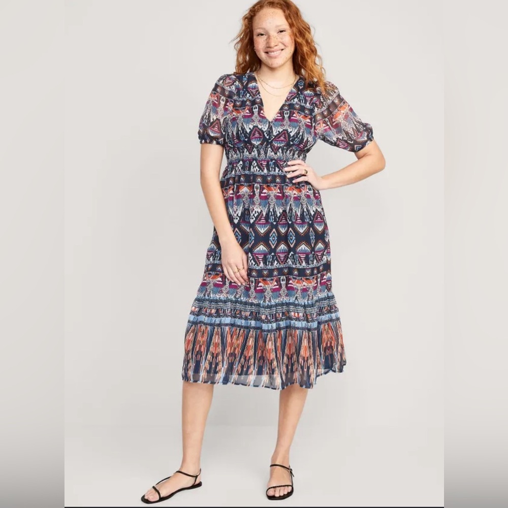 NWT Old Navy Waist Defining Midi Dress w Pockets